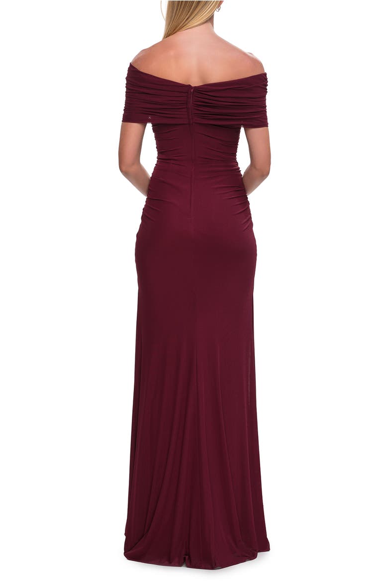 Off-the-Shoulder Draped Jersey Gown, Alternate, color, Wine
