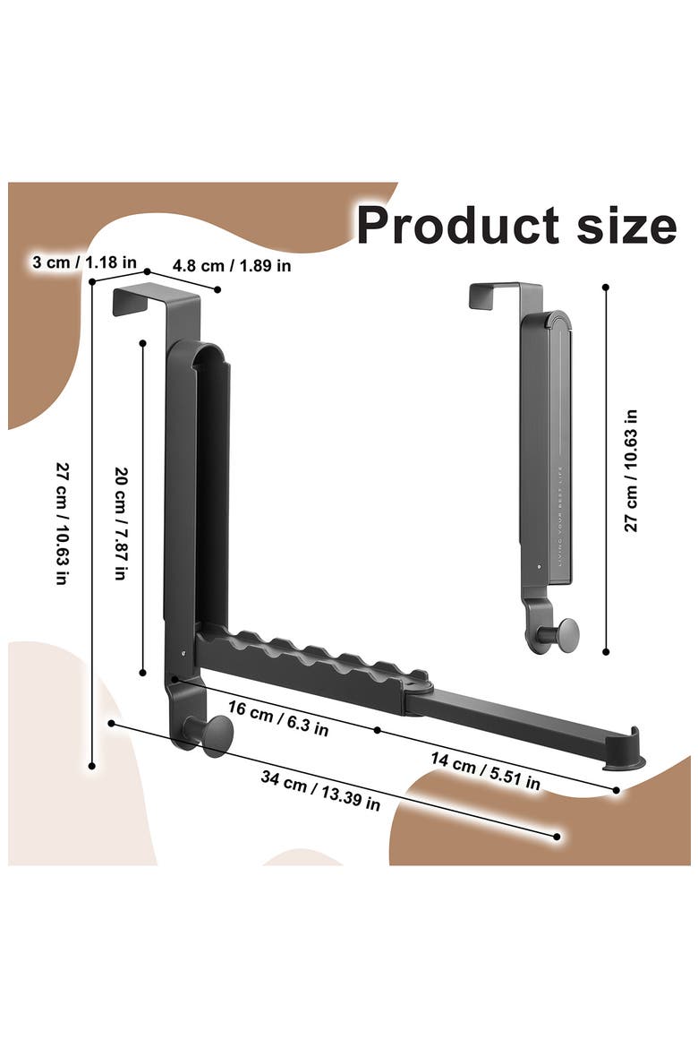 Foldable Over Door Heavy Duty Rack, Alternate, color, GRAY