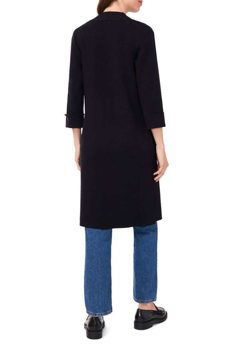 Open Front Three Quarter Sleeve Longline Cardigan, Alternate, color, RICH BLACK