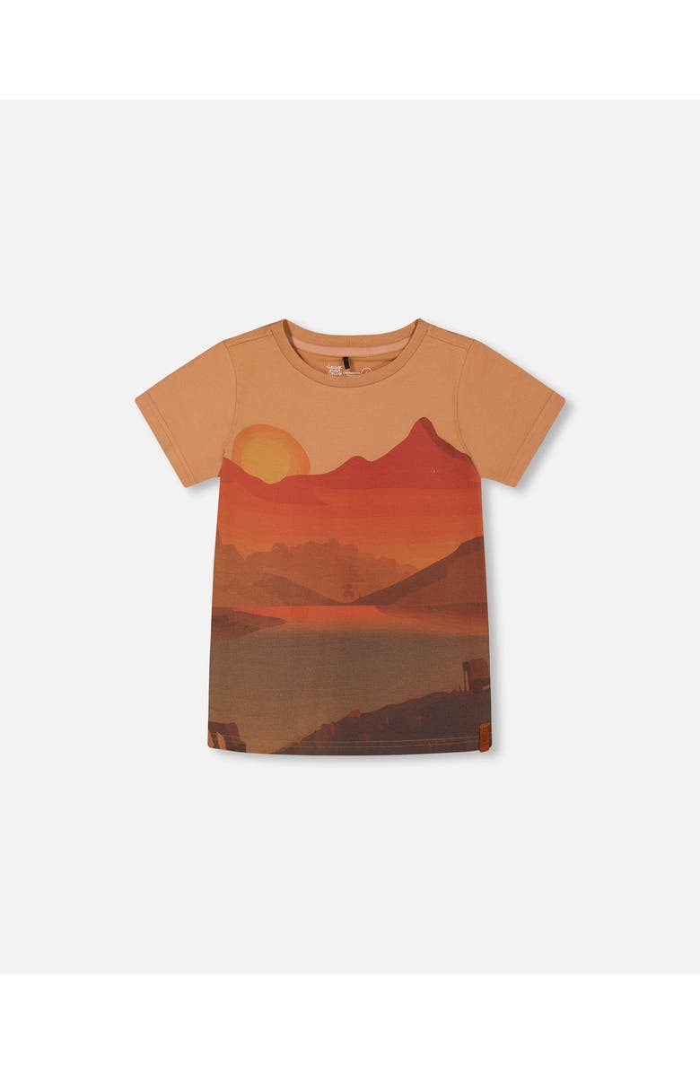 Deux par Deux Little Boy's Printed Organic Cotton Tee Orange Sunset, Main, color, 