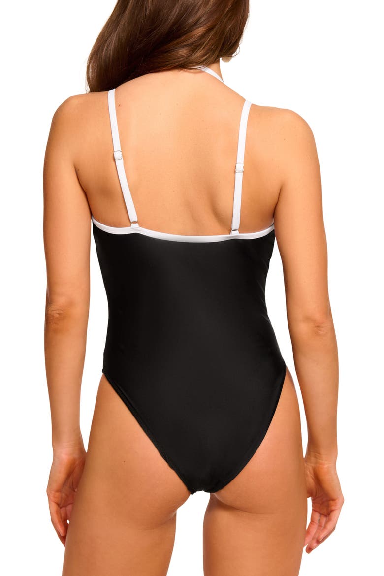 Bia Contrast Trim One-Piece Swimsuit, Alternate, color, BLACK/ WHITE