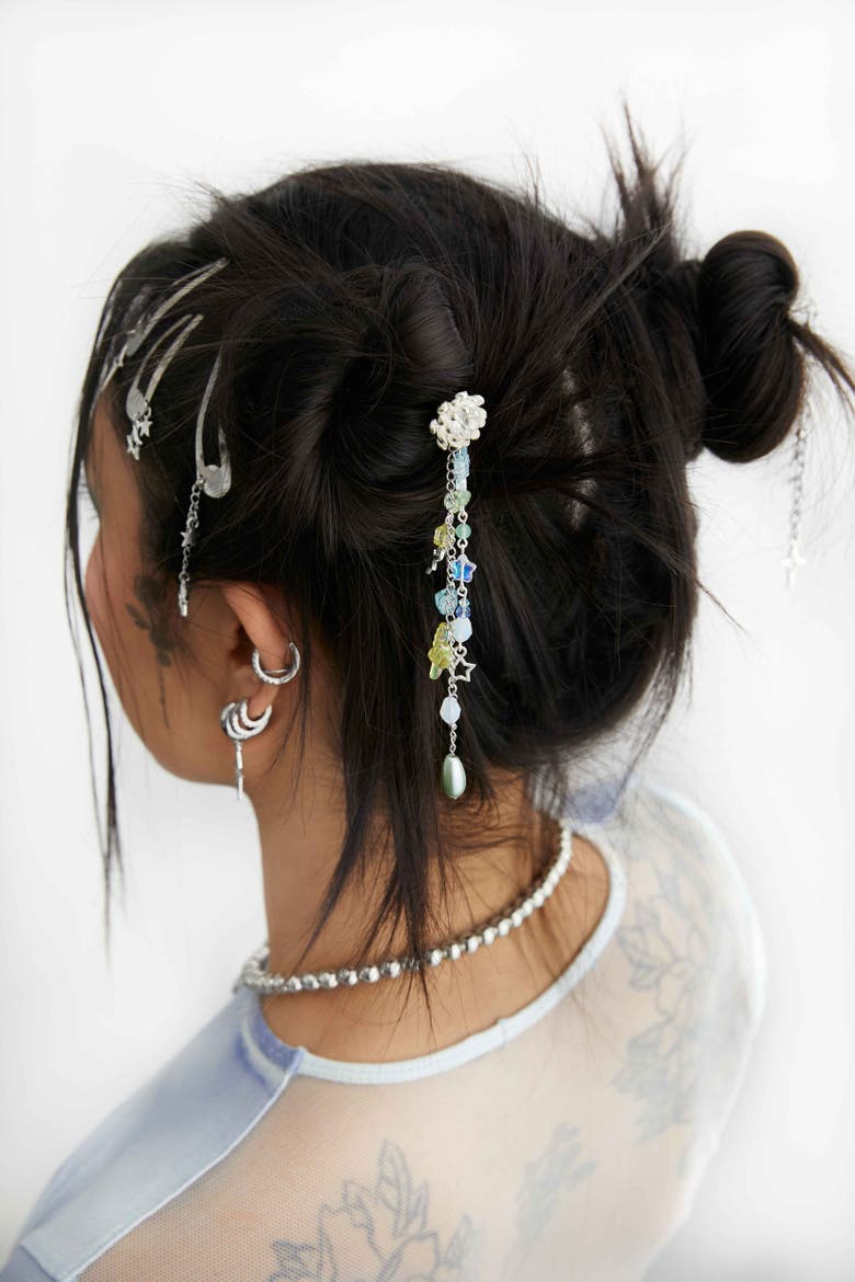 Steel Hair Pin With Acrylic Charms, Alternate, color, Multi Colored