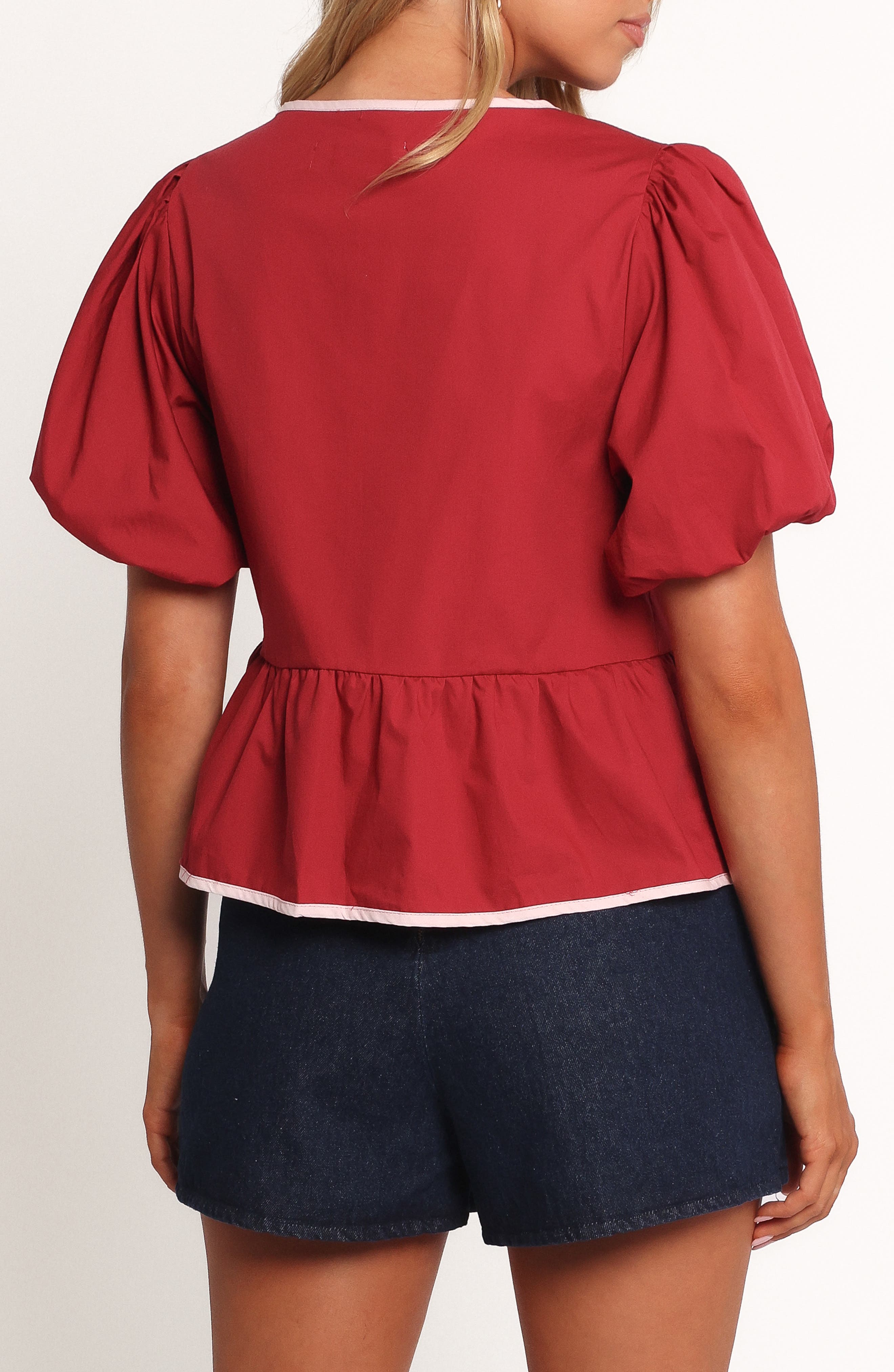Ellien Tie Front Puff Sleeve Top - image 2
