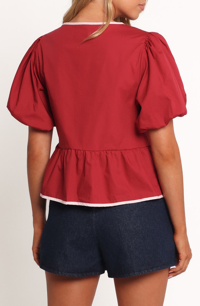 Petal & Pup Ellien Tie Front Puff Sleeve Top, Alternate, color, Red