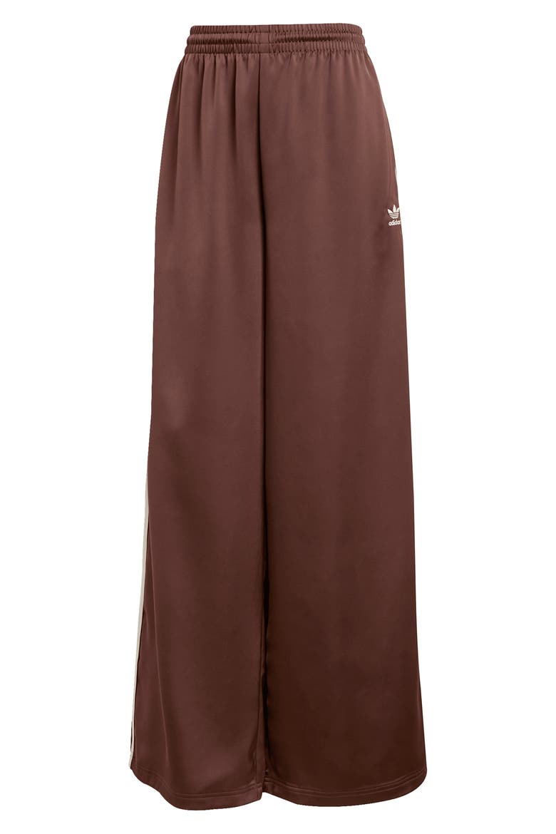 Wide Leg Satin Track Pants, Alternate, color, AUBURN/ CREAM WHITE