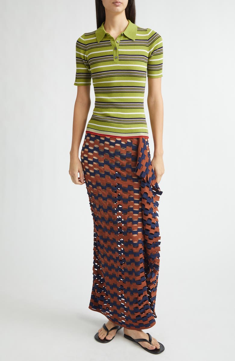 ZANKOV Janis Stripe Wool Rib Polo, Alternate, color, Aloe