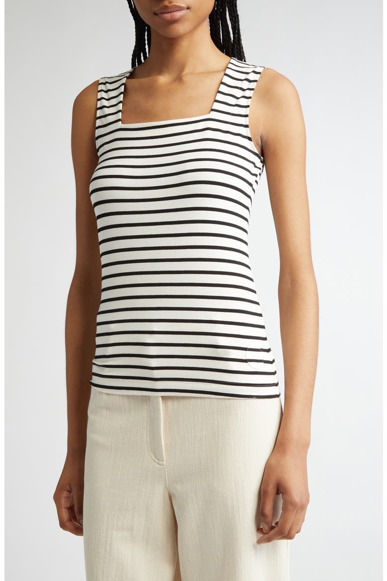 Stripe Square Neck Tank, Alternate, color, CREAM-BLACK