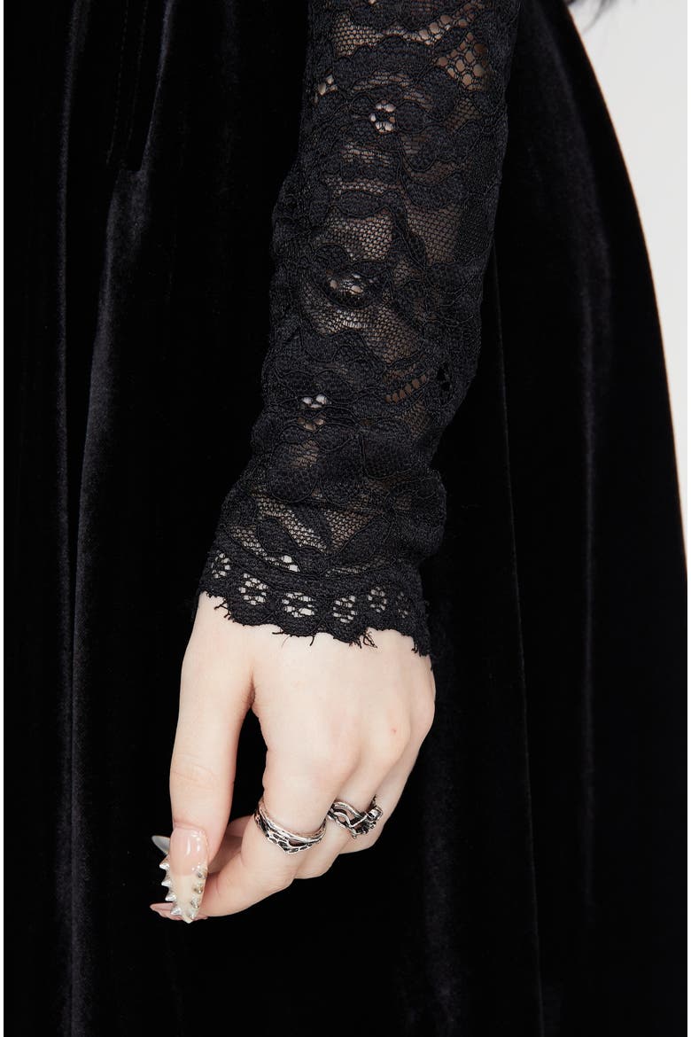 Long Sleeve Flared Mini Dress, Alternate, color, Black