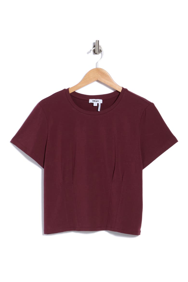 Double Pleated Corset T-Shirt, Main, color, CABERNET