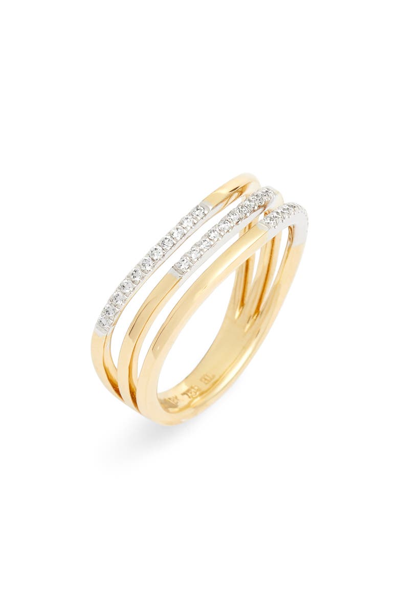 Triple-Row Diamond Ring (Nordstrom Exclusive), Main, color, YELLOW GOLD/ WHITE GOLD