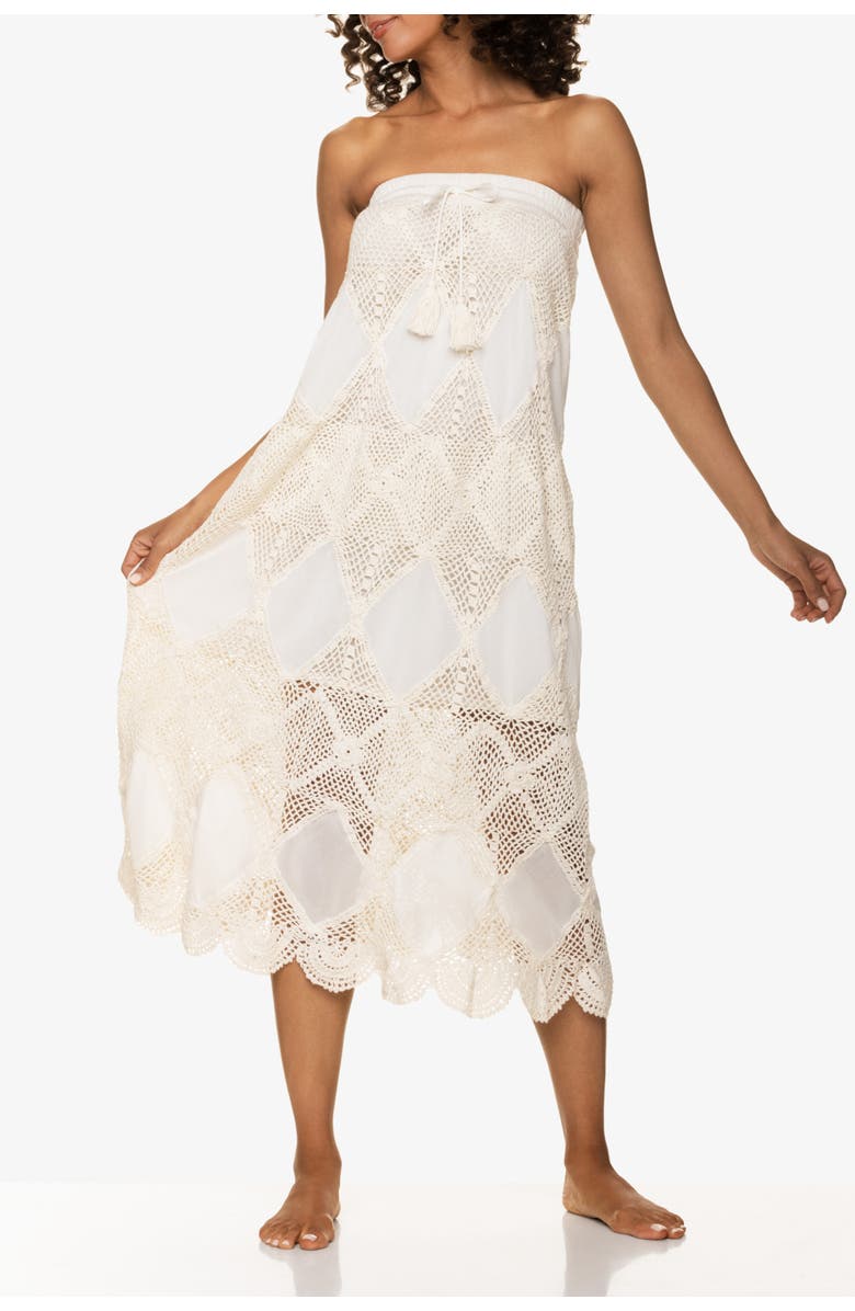 HELEN JON Scallop Crochet Maxi Skirt/Bandeau Dress, Alternate, color, Ivory Crochet