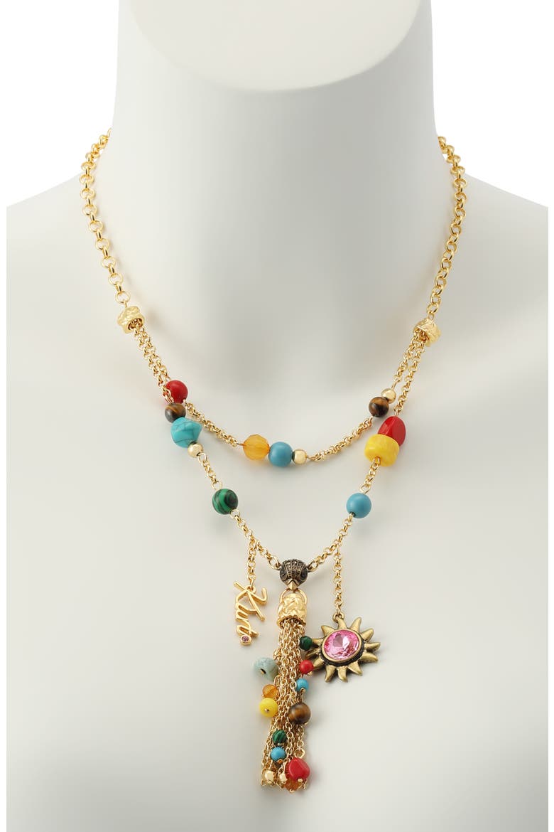 Bead Tassel Layered Necklace, Alternate, color, GOLD/ MULTI