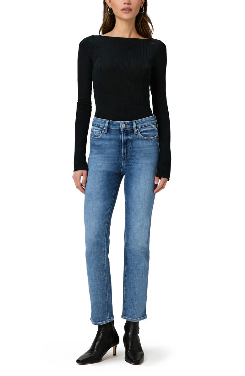 PAIGE Cindy Straight Leg Jeans, Alternate, color, Olivin Distressed