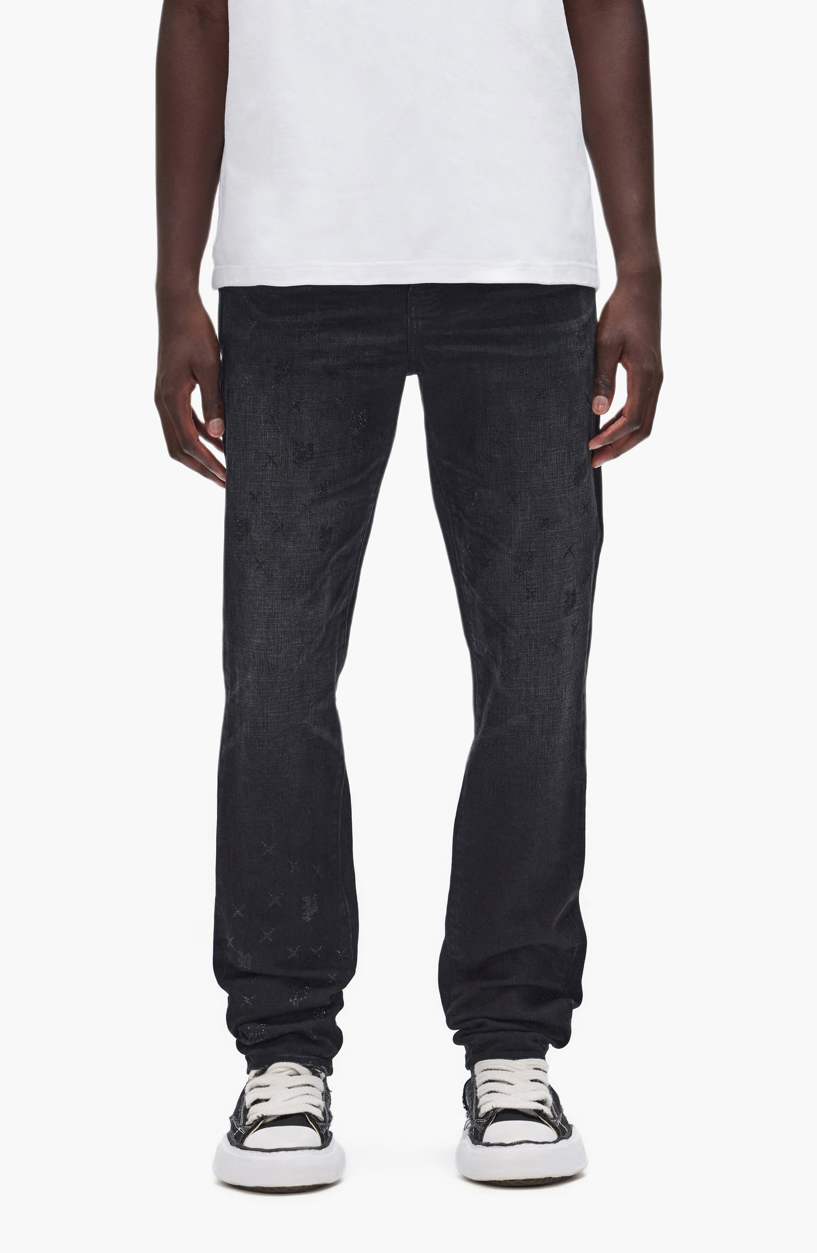 Monogram Bling Slim Straight Leg Jeans