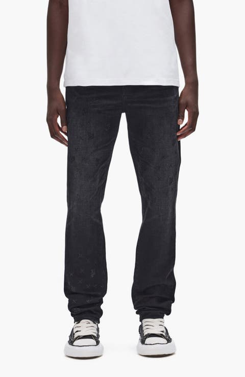 Monogram Bling Slim Straight Leg Jeans