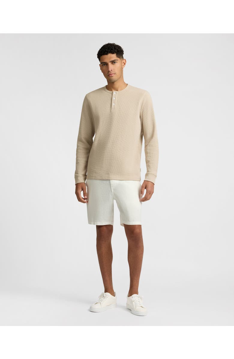 Onia Heavyweight Cotton Waffle Henley Sweatshirt, Alternate, color, Sand