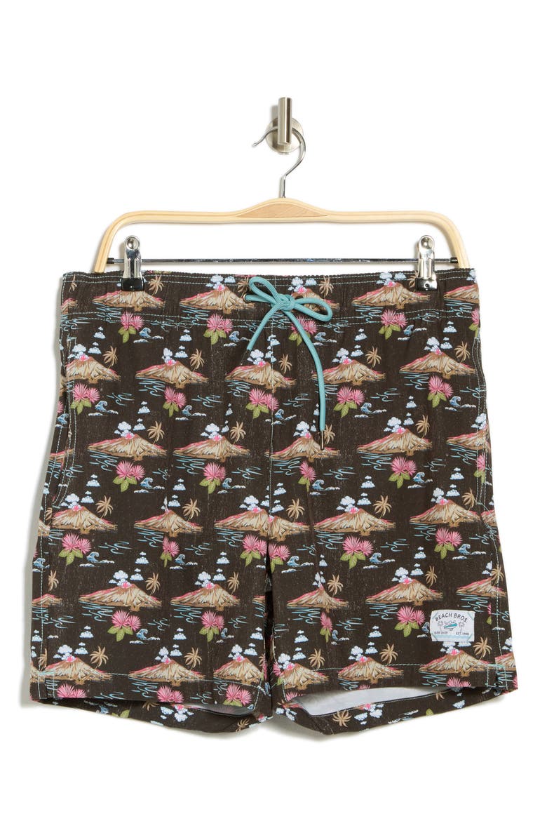 Volcano Clouds Swim Trunks, Alternate, color, BLACK