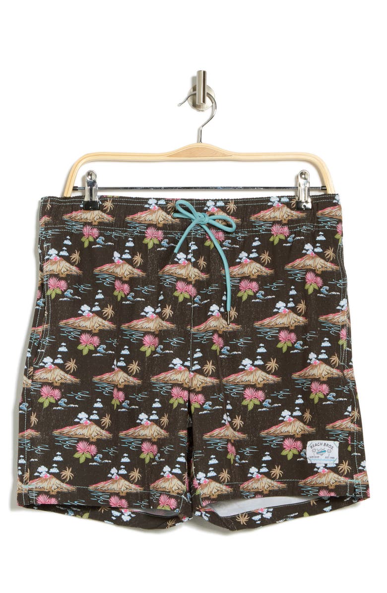 BEACH BROS Volcano Clouds Swim Trunks, Alternate, color, Black