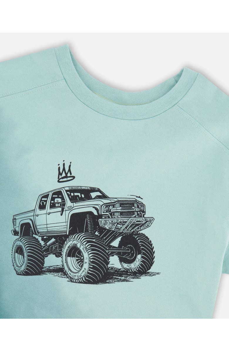 Deux par Deux Organic Cotton Jersey T-Shirt with Turquoise, Alternate, color, Turquoise