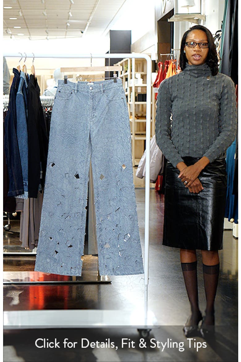 Chic High Waist Embroidered Eyelet Jeans video