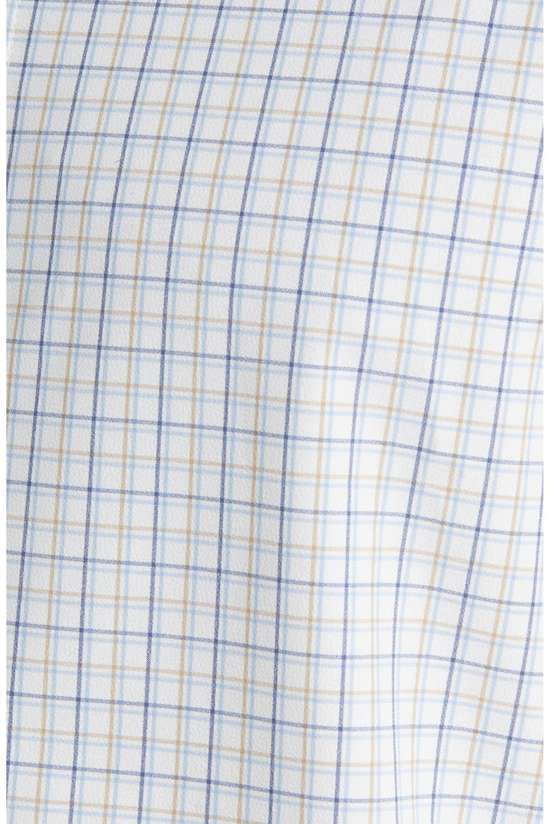 Leeward Trim Fit Ludlow Check Performance Button-Up Shirt, Alternate, color, WHITE