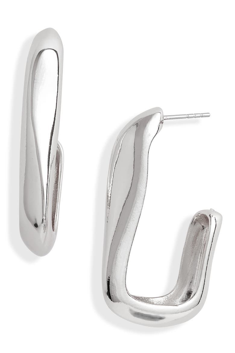 Organic Hoop Earrings, Main, color, SILVER