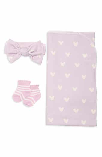 Toby Heart Print Rib Blanket, Bow & Socks Set