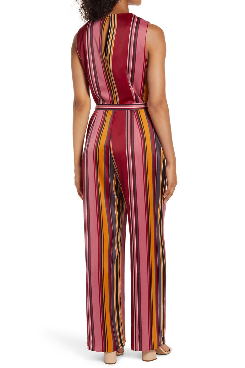 Stripe Wide Leg Jumpsuit, Alternate, color, GOLD/ ROYAL WINE