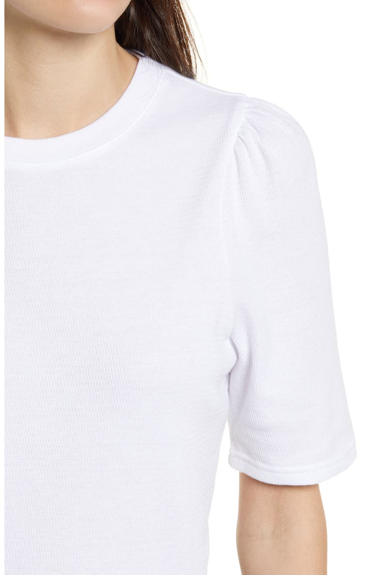Thermal Knit Puff Sleeve Top, Alternate, color, WHITE