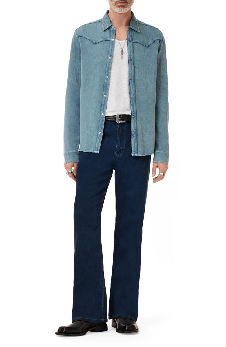 John Varvatos Miner Jacquard Snap-Up Western Shirt, Alternate, color, Denim Heather