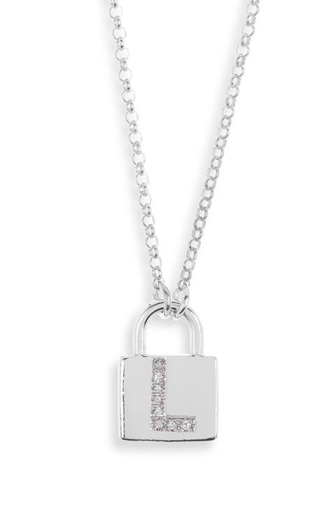 Diamond Padlock Initial Pendant Necklace - 0.12ct.