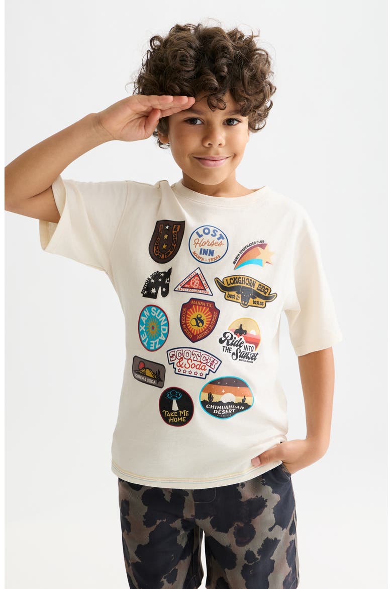 Kids' Western Patch Organic Cotton Graphic T-Shirt, Alternate, color, EGGNOG