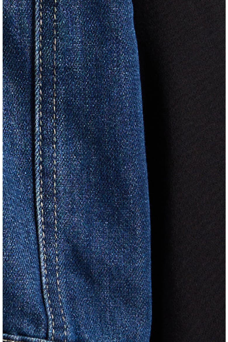 Kids' French Terry & Denim Trucker Jacket, Alternate, color, DARK BLUE/ BLACK