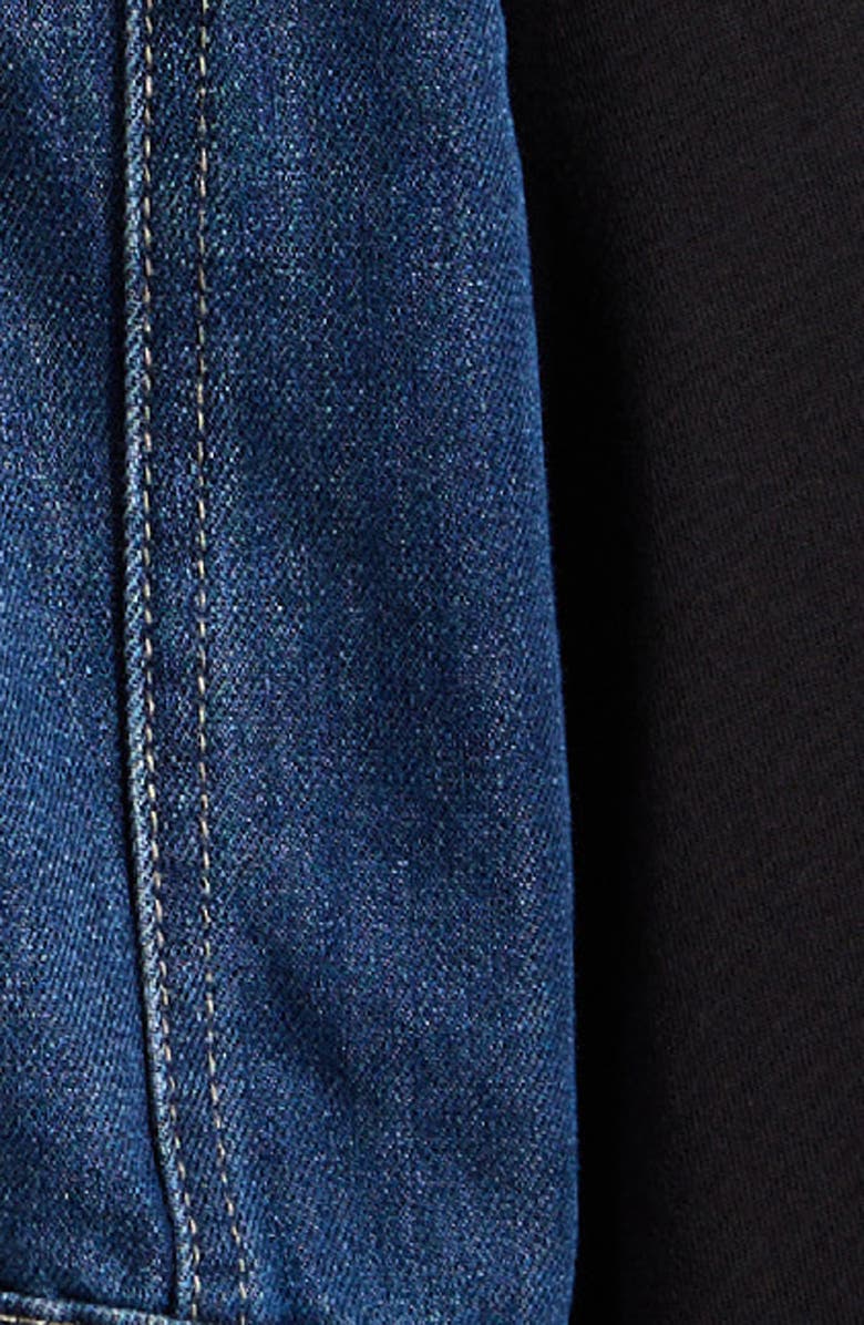 Tractr Kids' French Terry & Denim Trucker Jacket, Alternate, color, Dark Blue/ Black