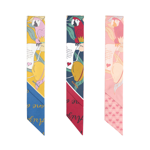 Lost Pattern Nyc "el Amor" Silk Twill Skinny Scarf In Multi