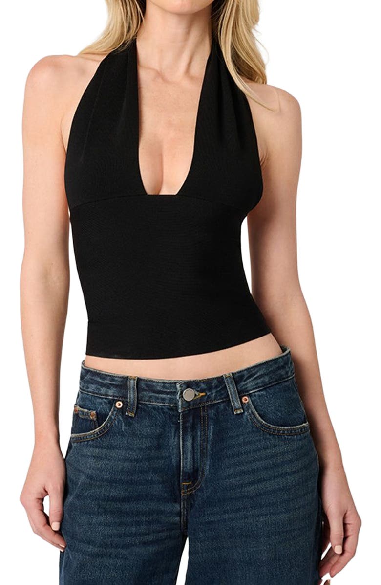WeWoreWhat Knit Halter Top, Alternate, color, Black