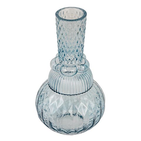 Round Pressed Tapered Glass Vase, Blue