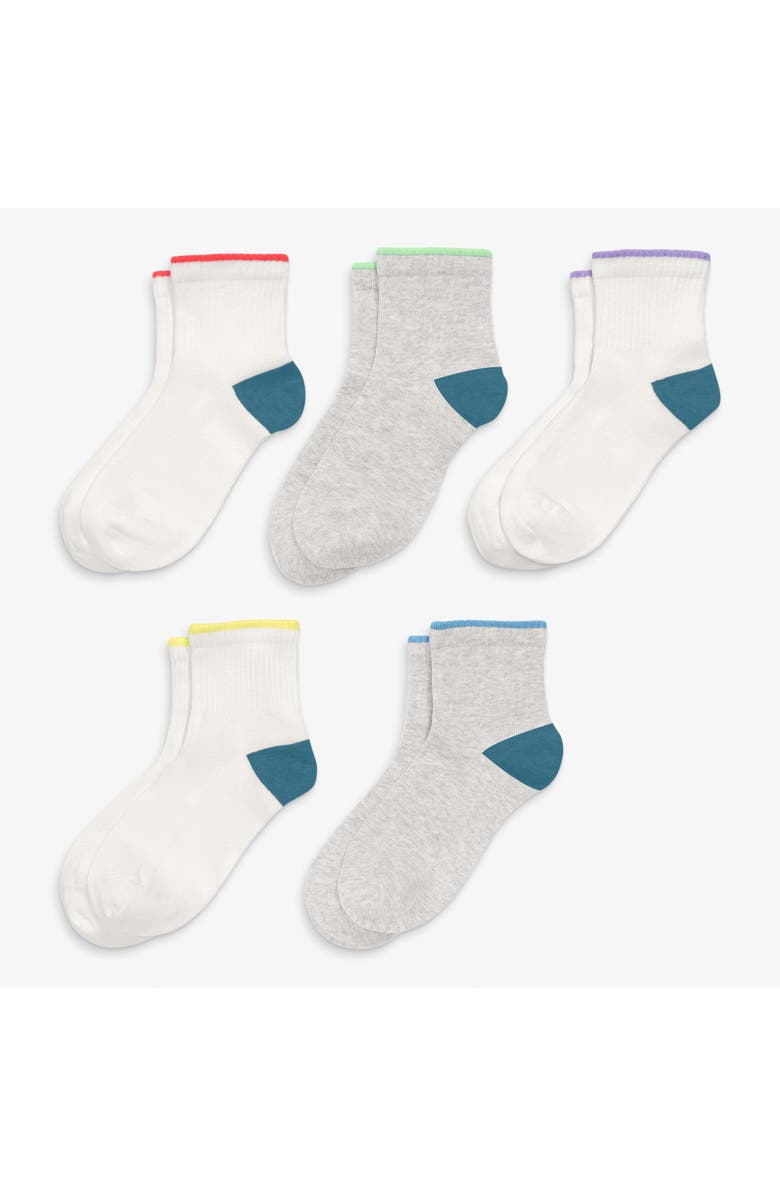 Primary Kids Rainbow Quarter Sock 5-Pack, Main, color, Primary Rainbow Mix