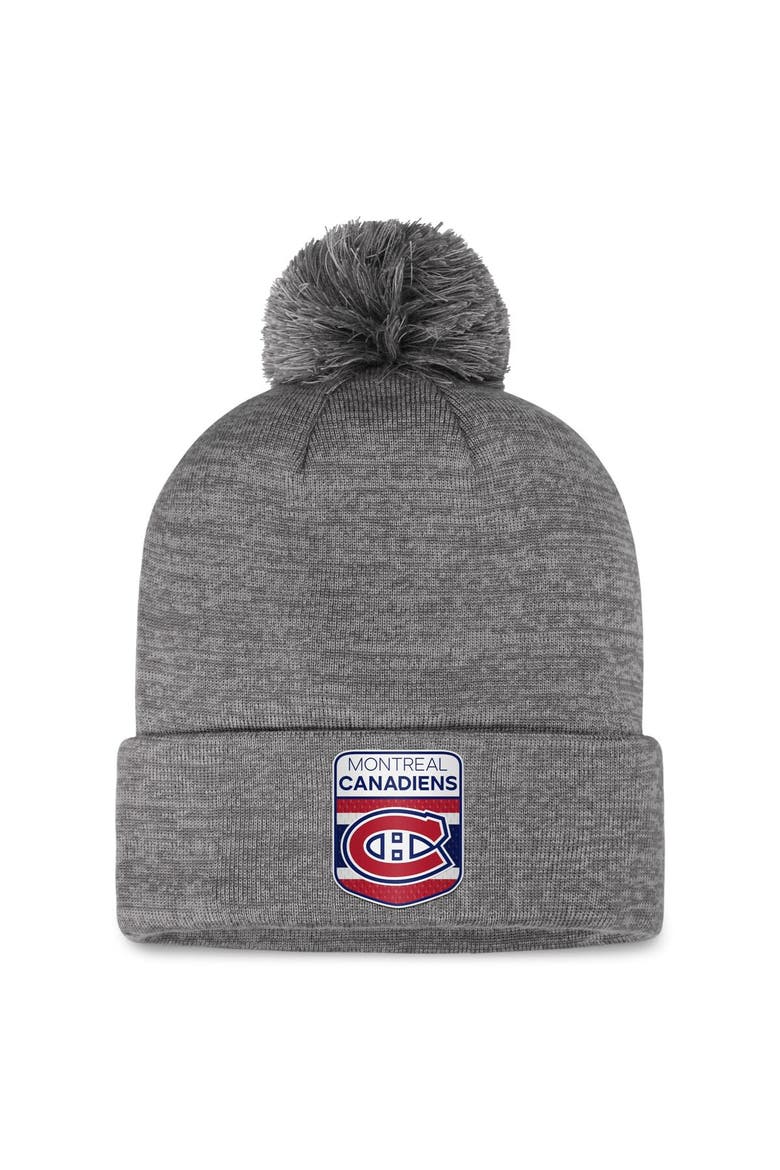 Men's Fanatics Branded  Gray Montreal Canadiens Authentic Pro Home Ice Cuffed Knit Hat with Pom, Main, color, Gray