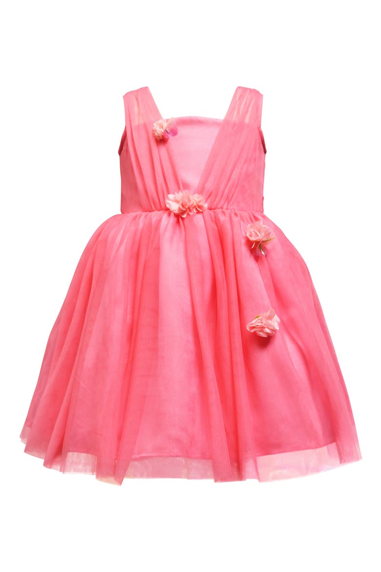 3D Detail Tulle Party Dress, Main, color, CORAL