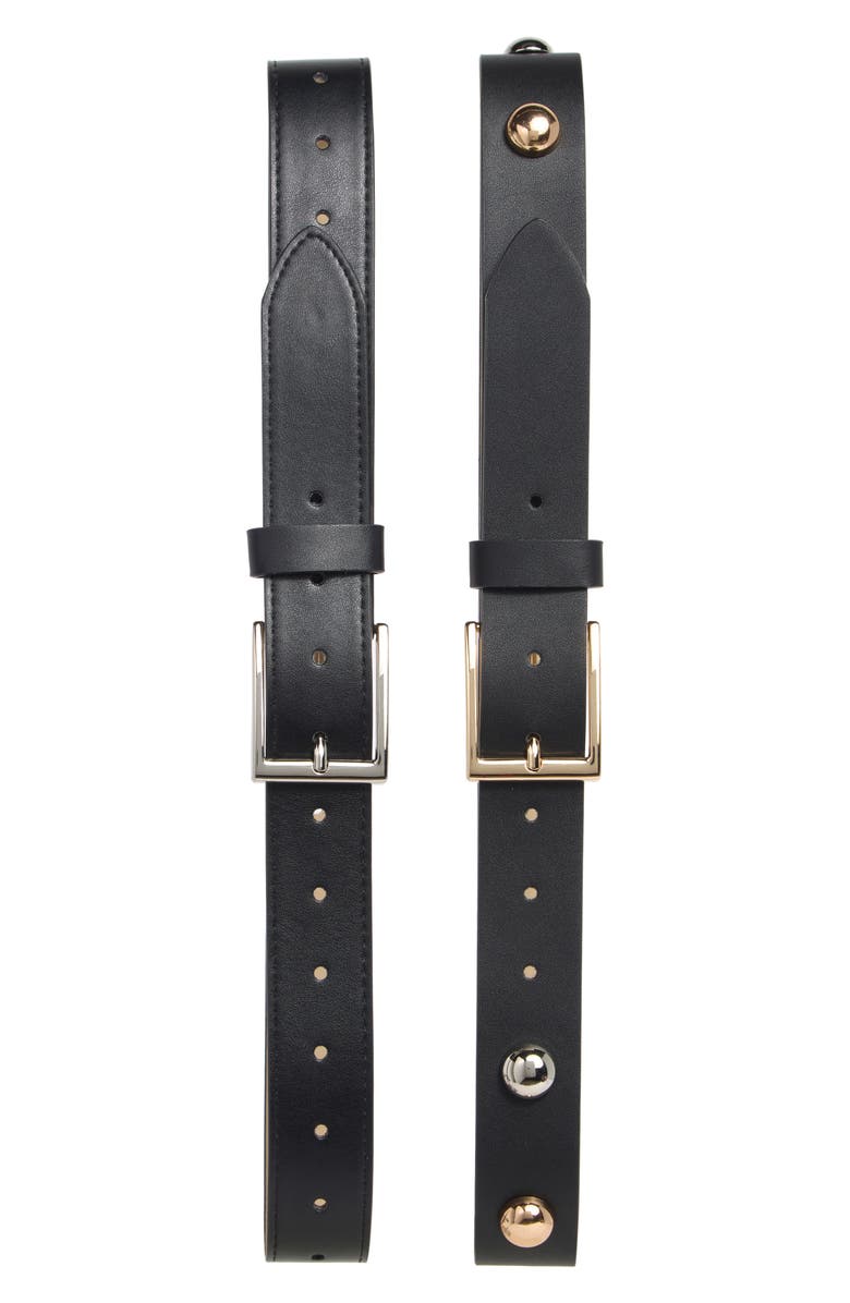Steve Madden 2-for-1 Assorted Leather Belts, Main, color, Black/ Black