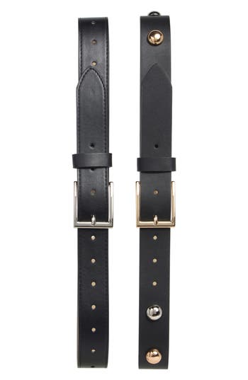 Steve Madden 2-for-1 Assorted Leather Belts In Black