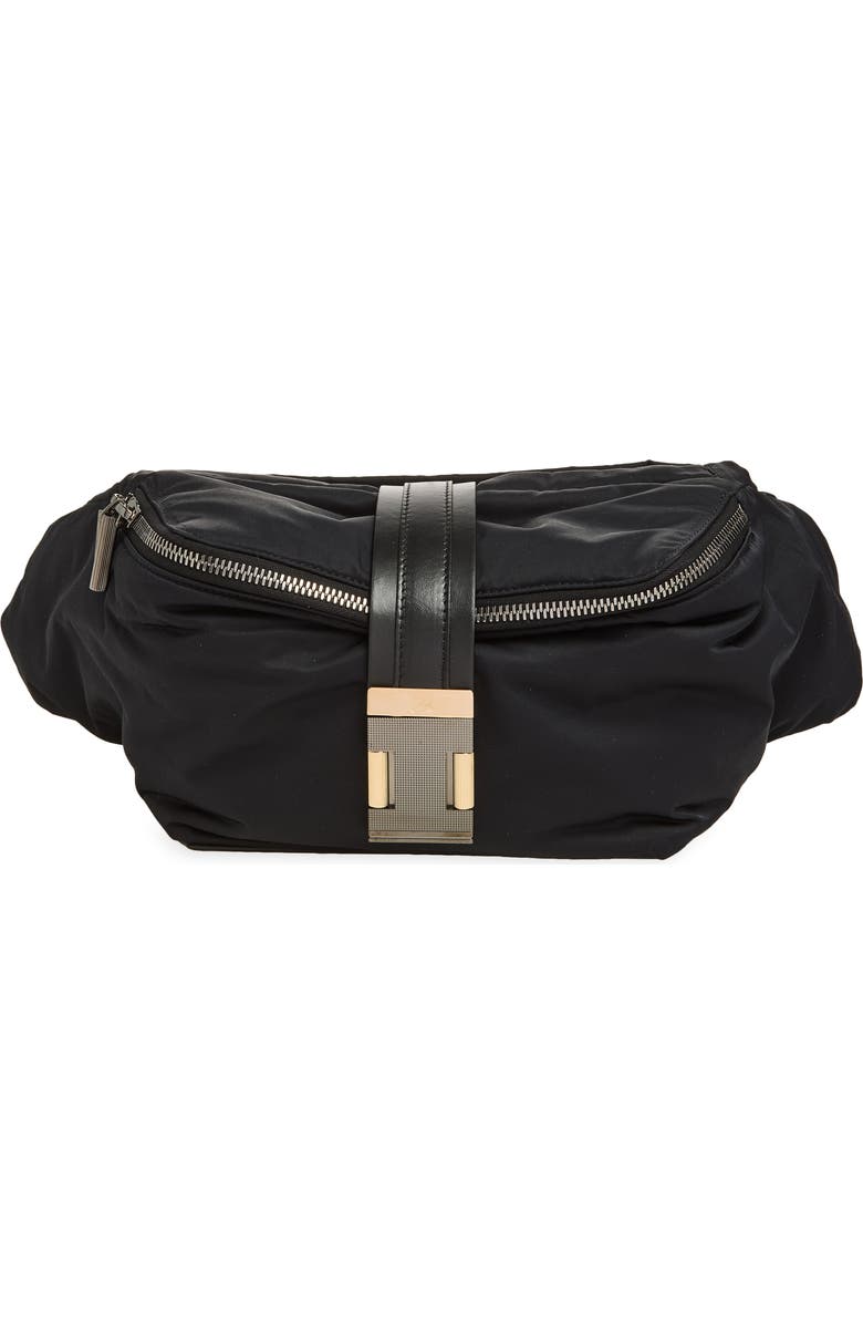 Christian Louboutin Nox Nylon Belt Bag, Main, color, Black