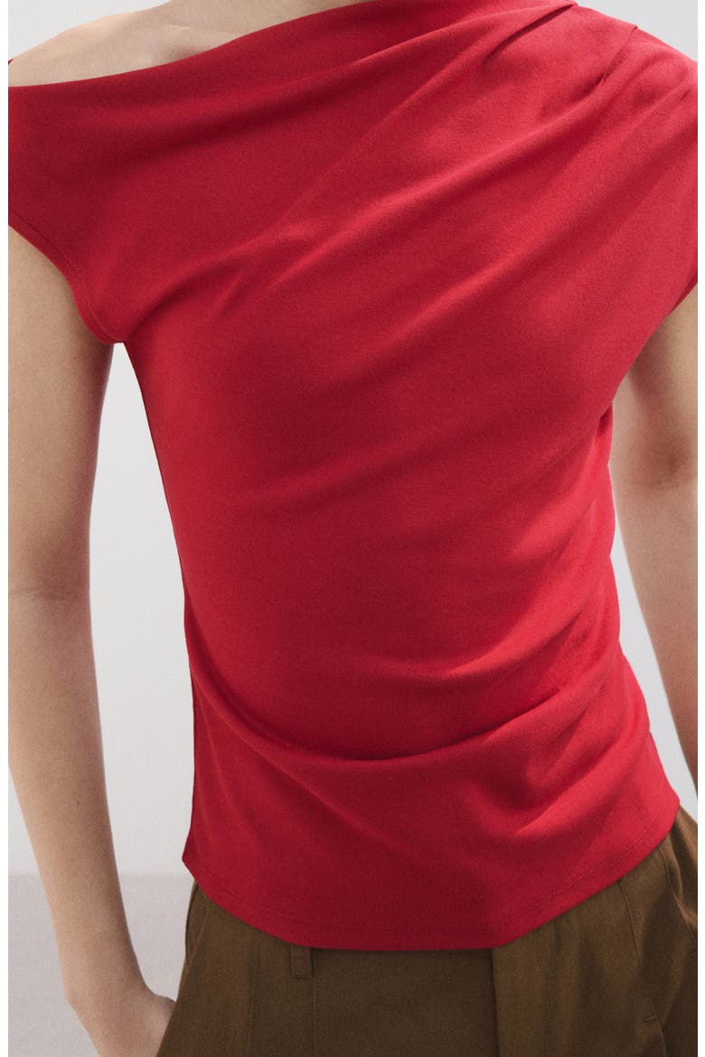 Asymmetric One-Shoulder Top, Alternate, color, RED