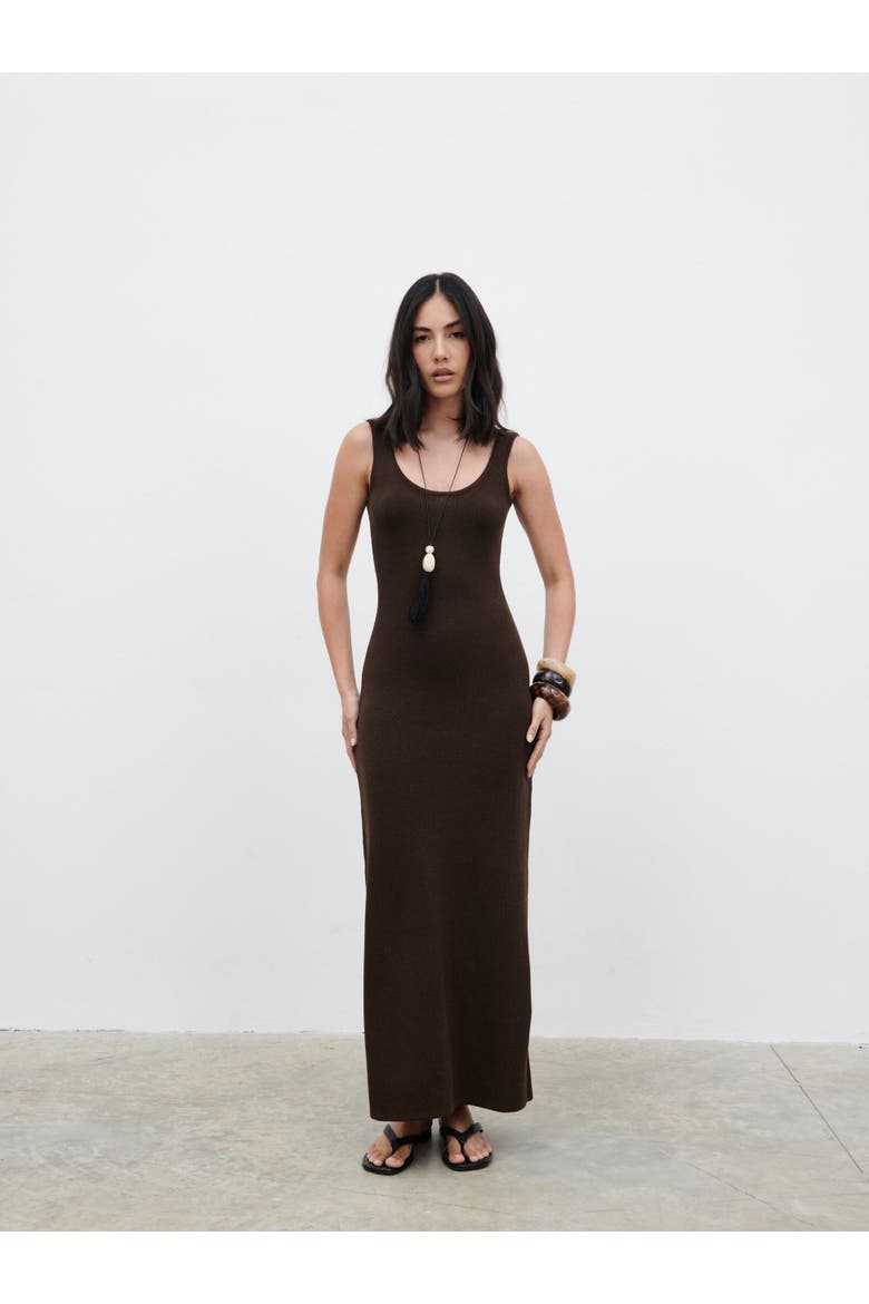 Dora Scoop Neck Maxi Dress, Alternate, color, Brown