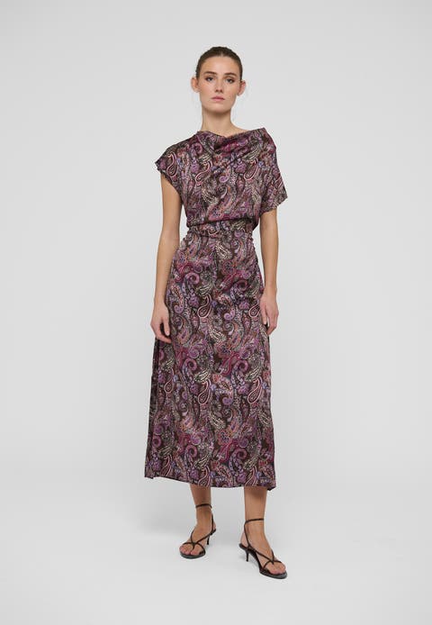Virginiadea Silk Cowl-Neck Maxi Dress