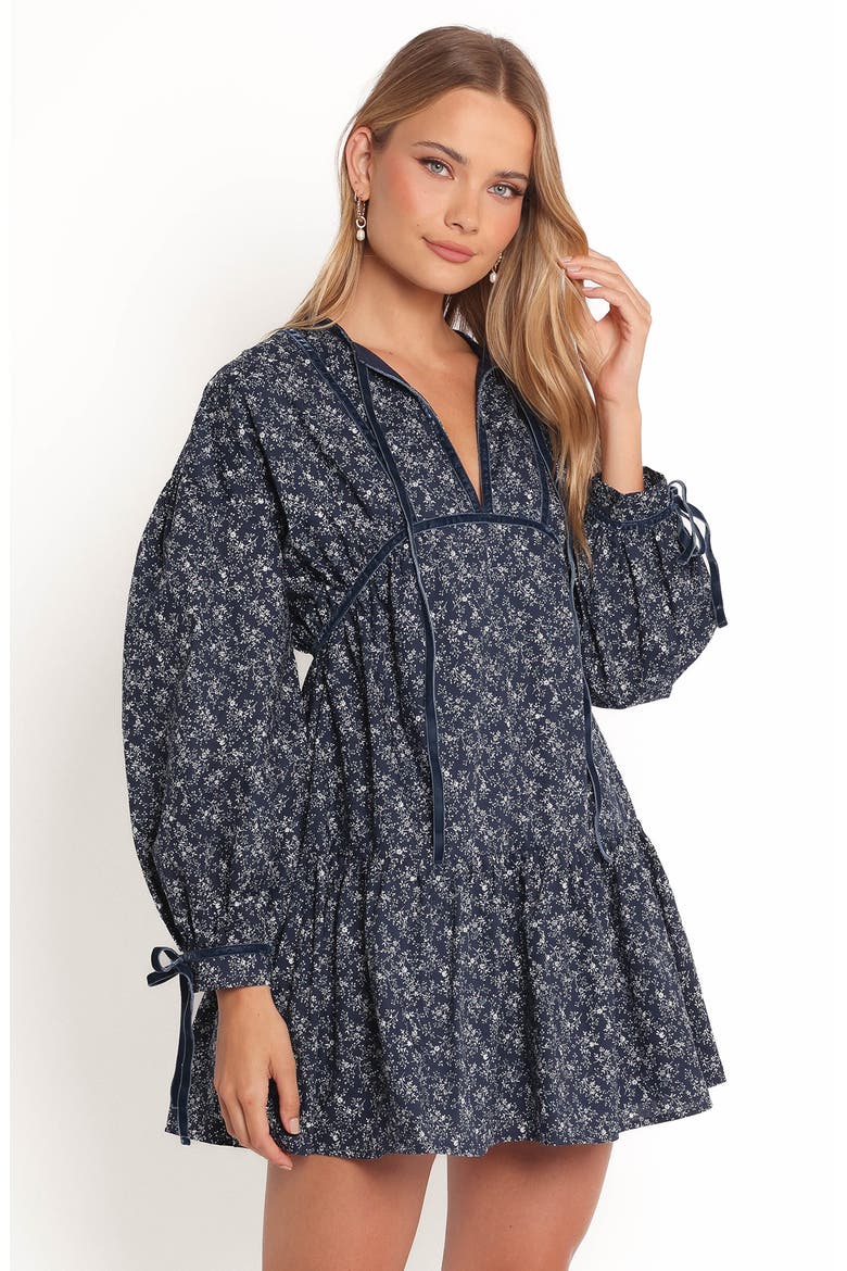 Brooklyn Long Sleeve Cotton Minidress, Alternate, color, BLUE FLORAL