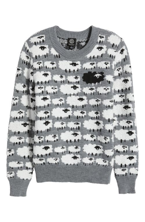 Bobeau Sheep Jacquard Sweater In Gray