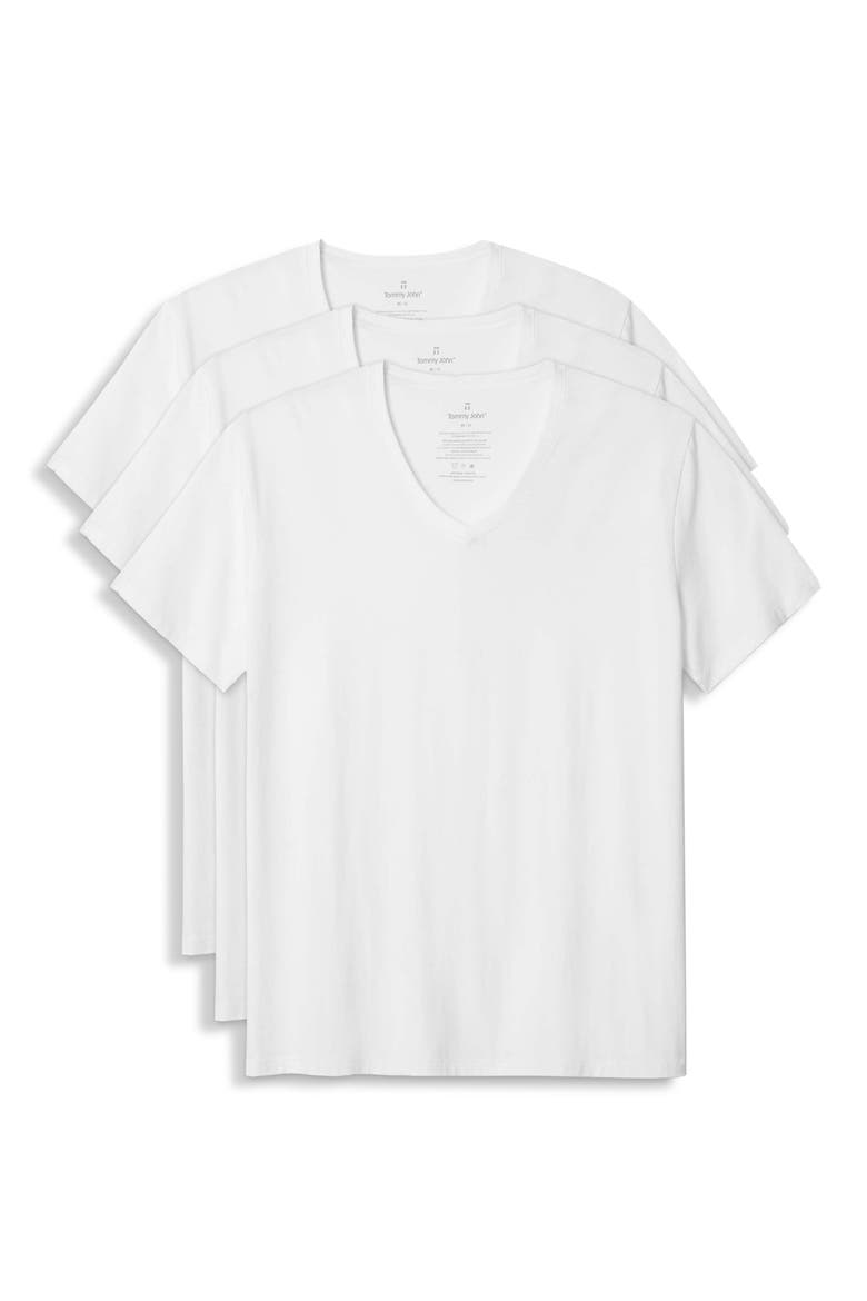 3-Pack Second Skin Modern Fit Stretch Modal V-Neck Undershirts, Main, color, WHITE