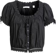 DÔEN Nera Eyelet Ruffle Organic Cotton Crop Top
